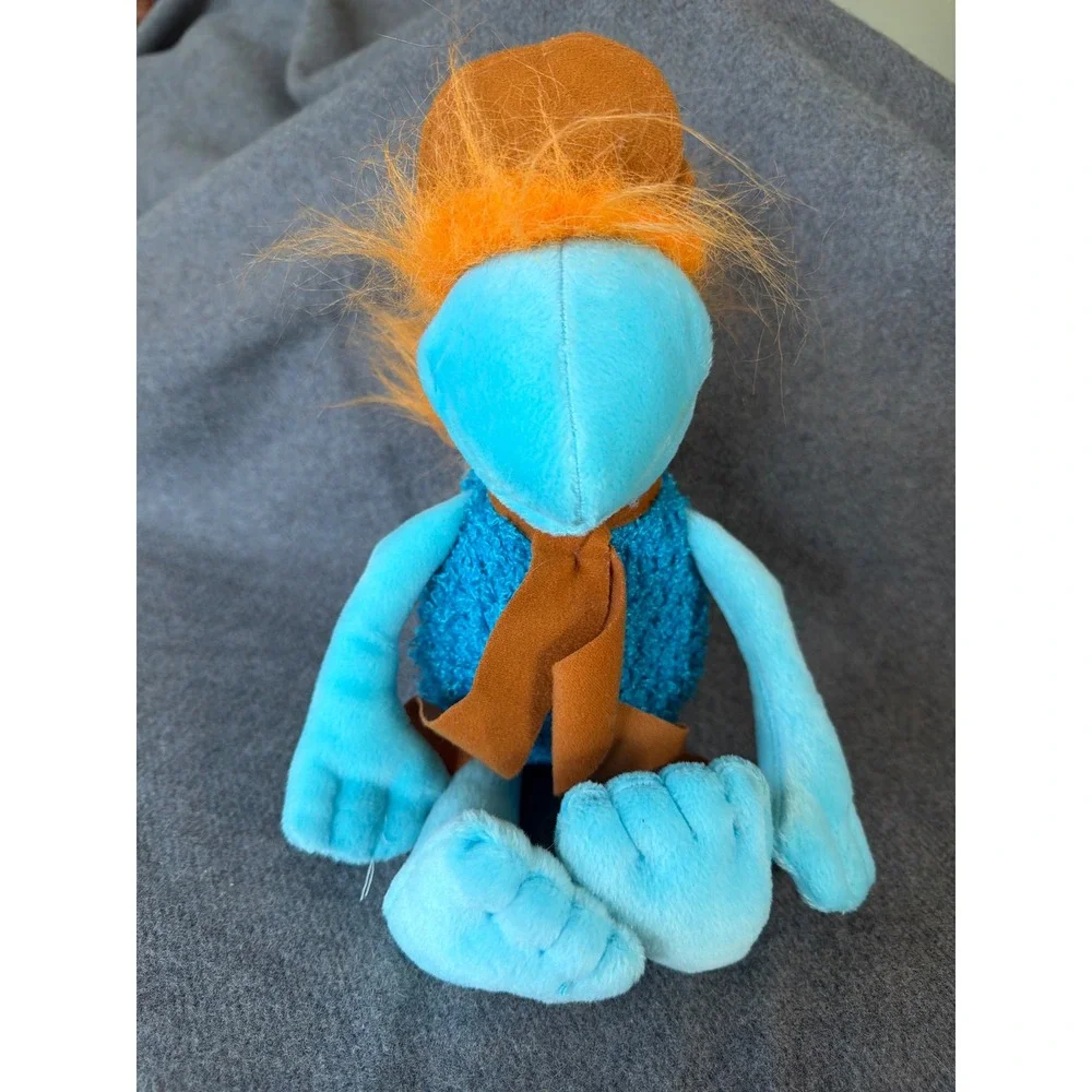 Jim Henson Fraggle Rock Boober Plush Toy Blue Orange Hat Scarf